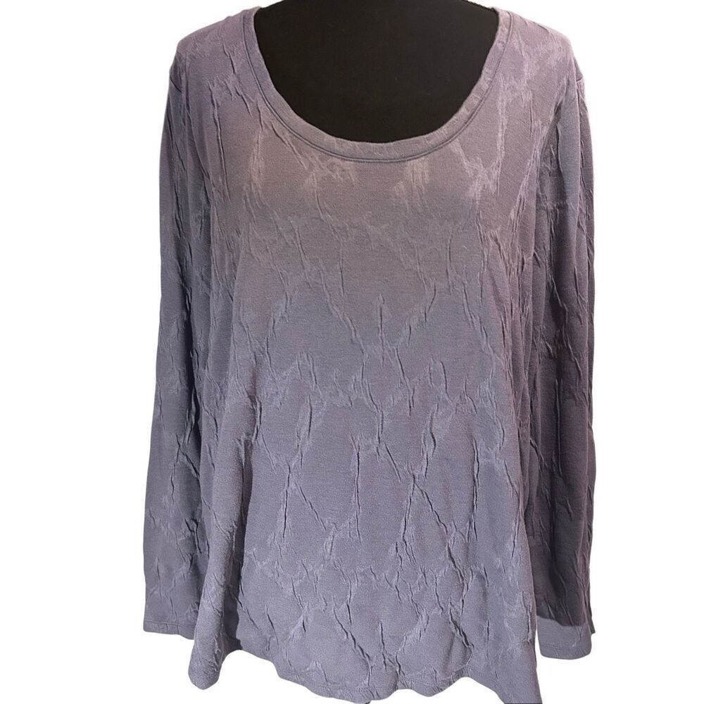 Simply Vera VeraWang Long Sleeve Crew Neck Tunic Top Textured Pattern Sz XL